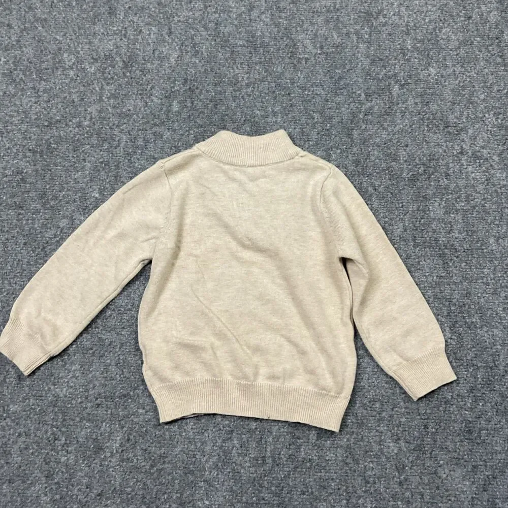 RuggedButts Sweater Boys Size 18-24 Months Beige 1/4 Zip